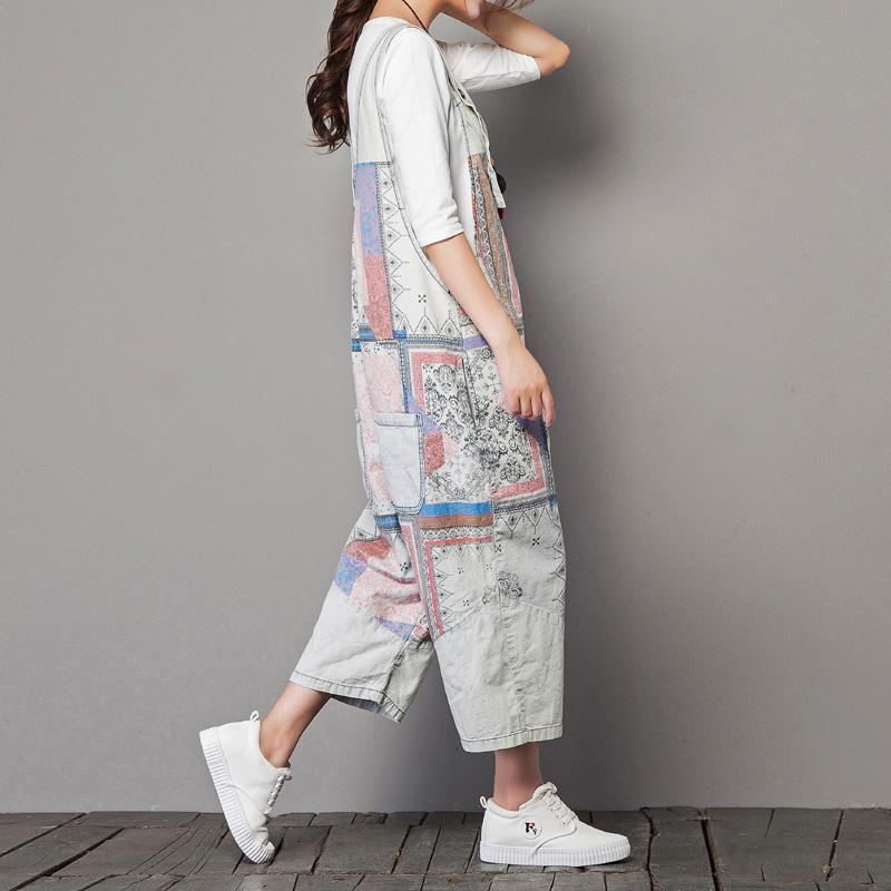 Sommarny Denim Lös Casual Jumpsuit