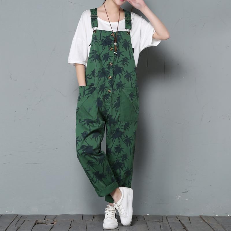 Spring Haklapp Dam Loose Casual Print Jumpsuit