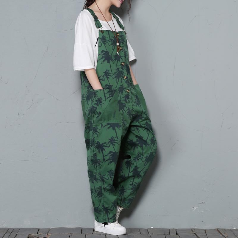 Spring Haklapp Dam Loose Casual Print Jumpsuit