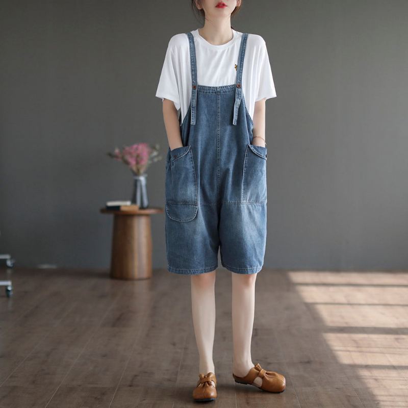 Summer Loose Casual Cotton Denim Jumpsuit