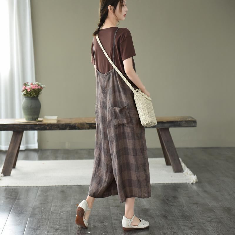 Summer Retro Loose Buckle Wide-leg Jumpsuit