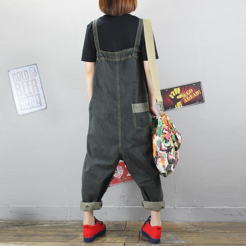 Vintage Dam Jumpsuit Lös Denim