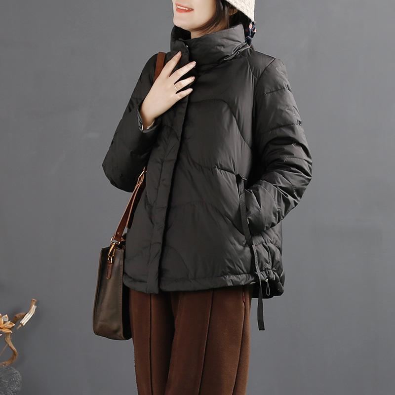 Dam Retro Vinter Elegant Stand Collar Down Coat