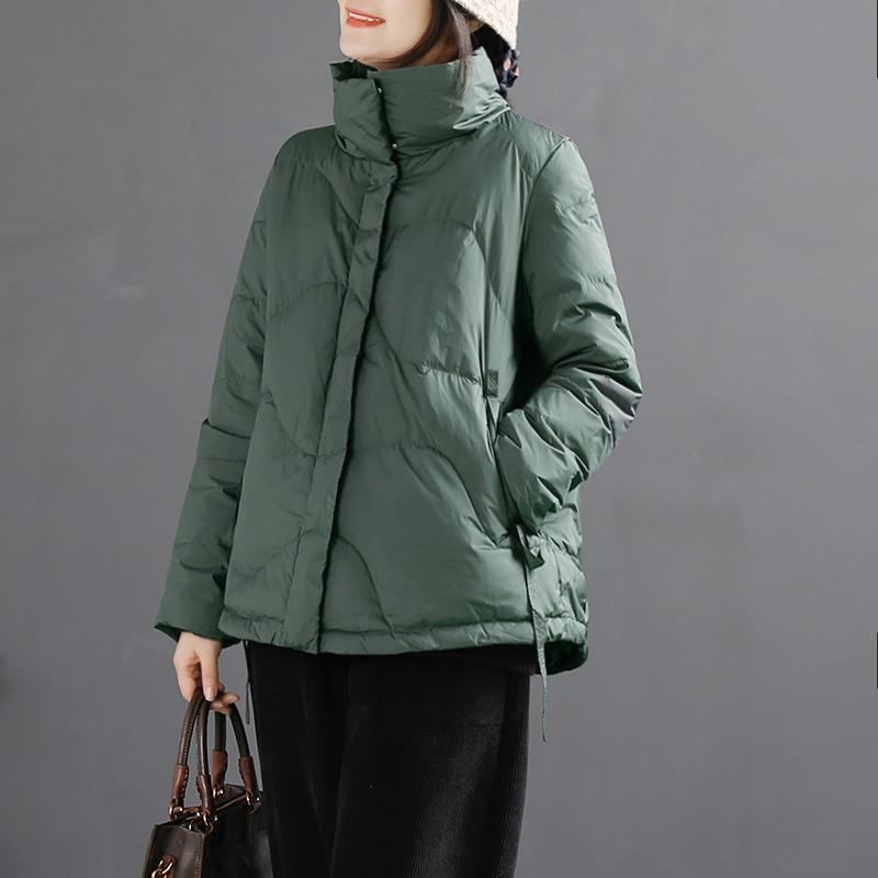 Dam Retro Vinter Elegant Stand Collar Down Coat