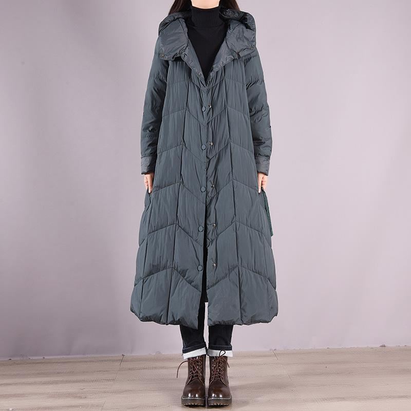 Plus Size Vinter Retro Casual Hooded Down Overcoat