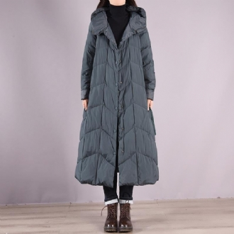 Plus Size Vinter Retro Casual Hooded Down Overcoat