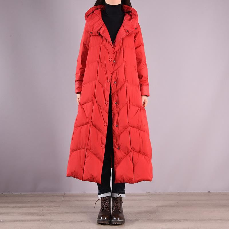 Plus Size Vinter Retro Casual Hooded Down Overcoat