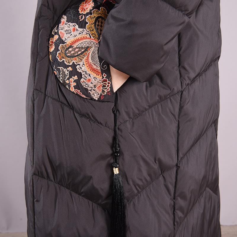 Plus Size Vinter Retro Casual Hooded Down Overcoat