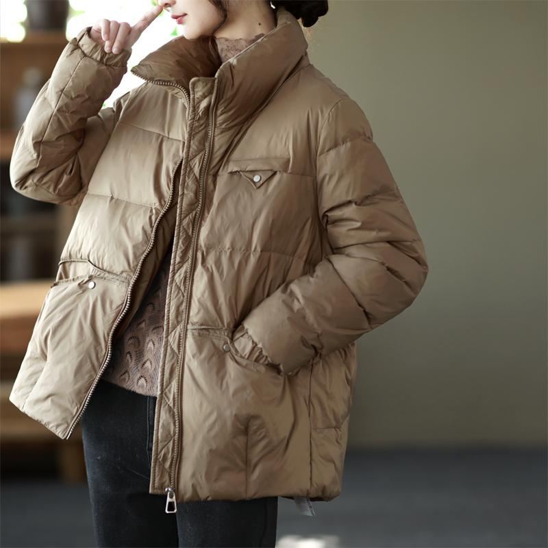 Vinter Casual Fashion Retro Zipper Down Coat