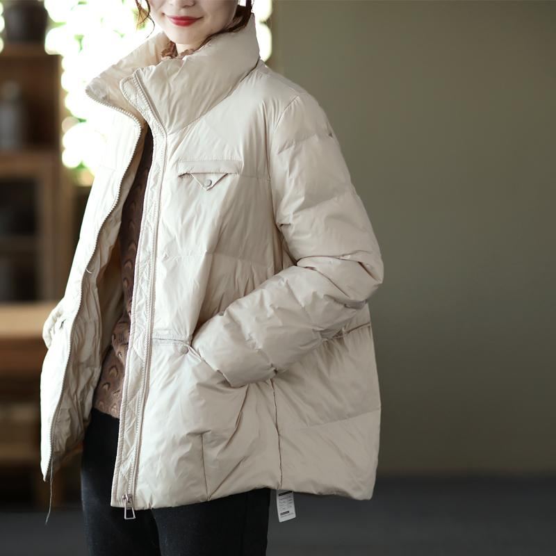 Vinter Casual Fashion Retro Zipper Down Coat