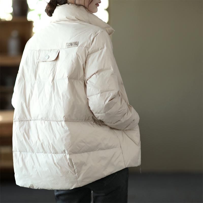 Vinter Casual Fashion Retro Zipper Down Coat