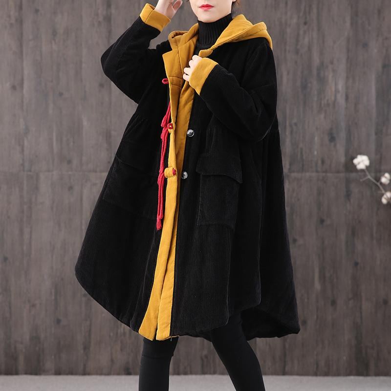 Höst Vinter Retro Plus Size Corduroy Hoodie Coat