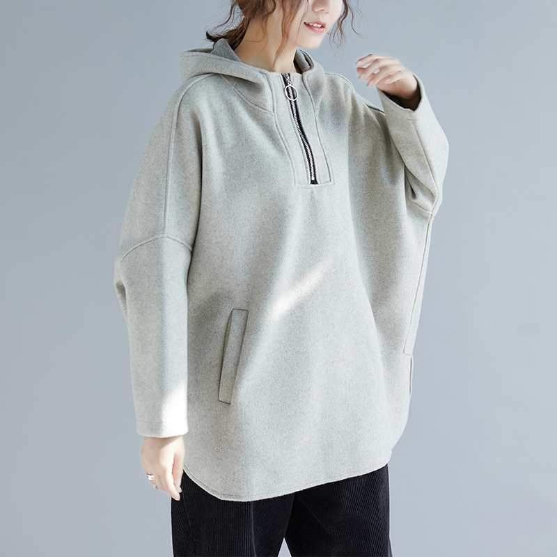 Lös Bomullsfleece Casual Hoodie Sweatshirt