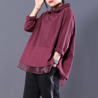 Lös Stor Storlek Spets Paneled Peter Pan Collar Sweatshirt