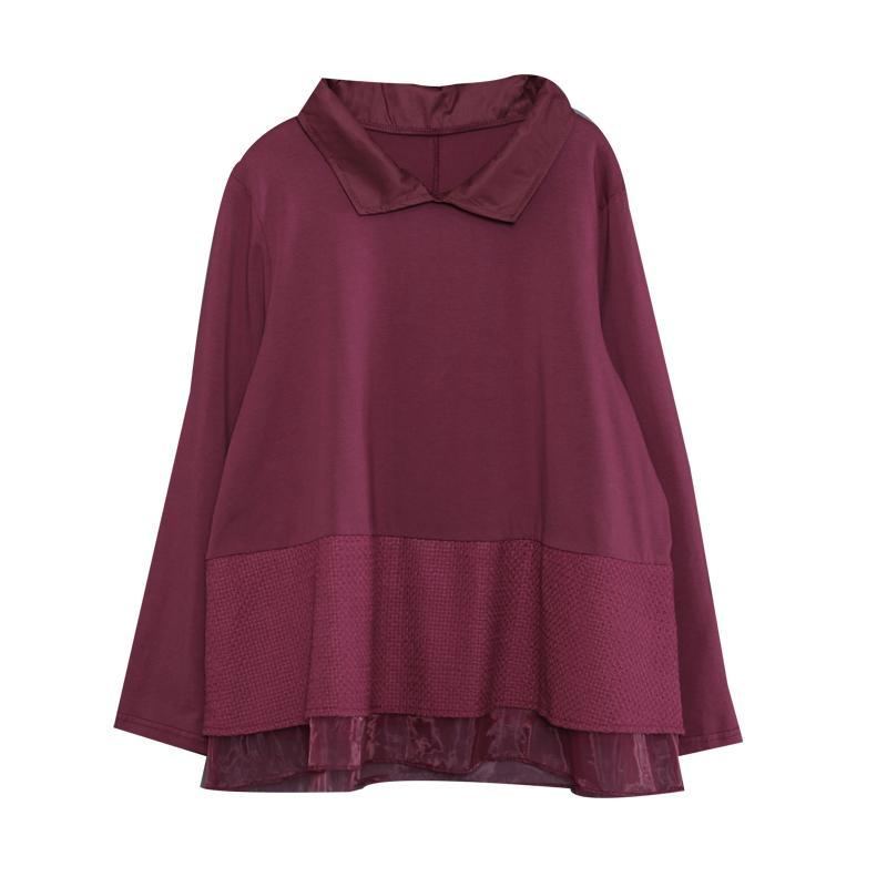 Lös Stor Storlek Spets Paneled Peter Pan Collar Sweatshirt