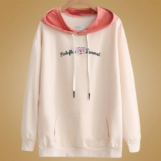 Loose Brodery Casual Dam Hoodie