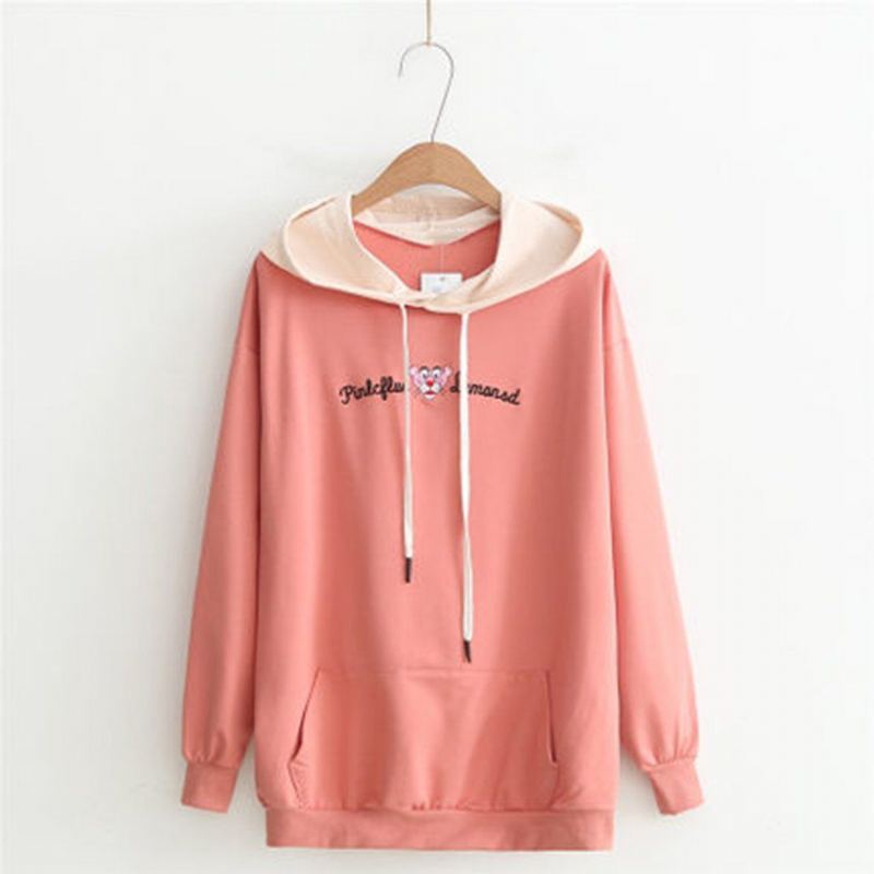 Loose Brodery Casual Dam Hoodie