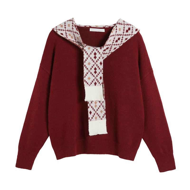 Christmas Loose Fake Two-piece Shawl Sweater