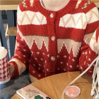 Christmas Retro All-match Tjock Cardigan Sweater