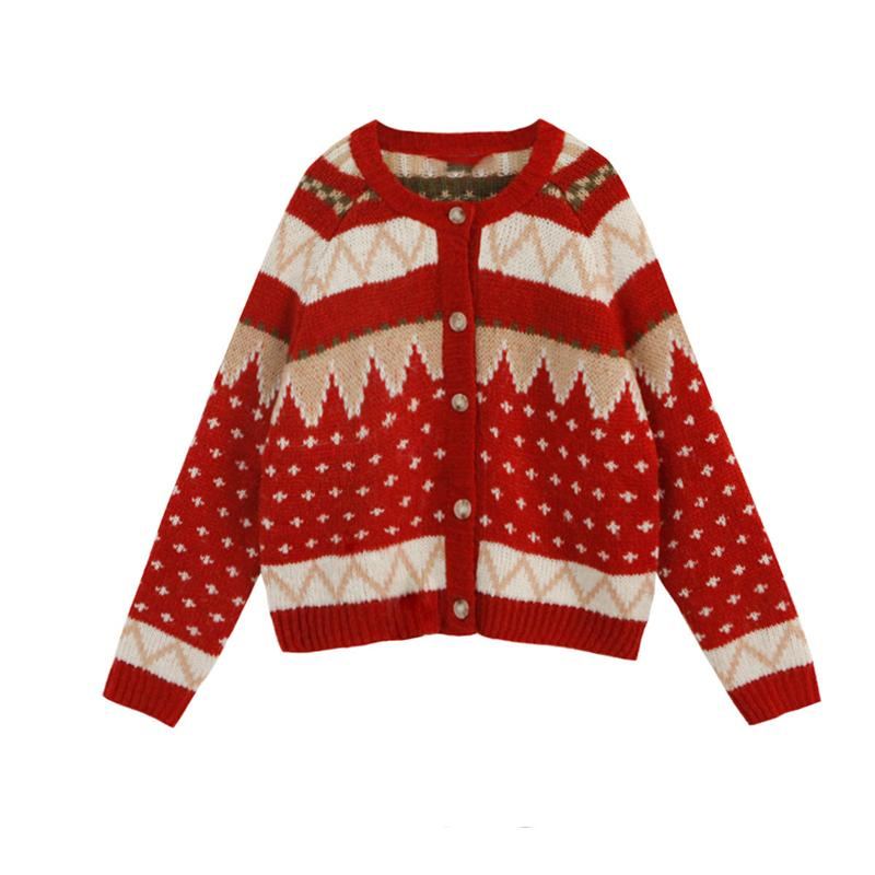 Christmas Retro All-match Tjock Cardigan Sweater