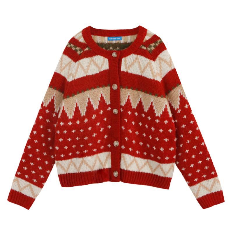 Christmas Retro All-match Tjock Cardigan Sweater