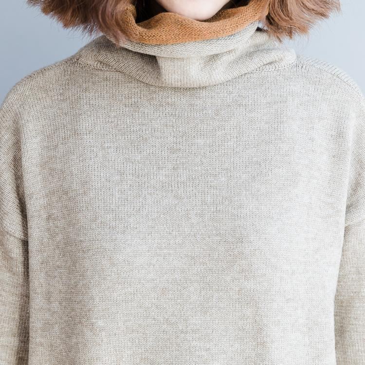 Elegant Turtleneck Lös Casual Litterär Tröja