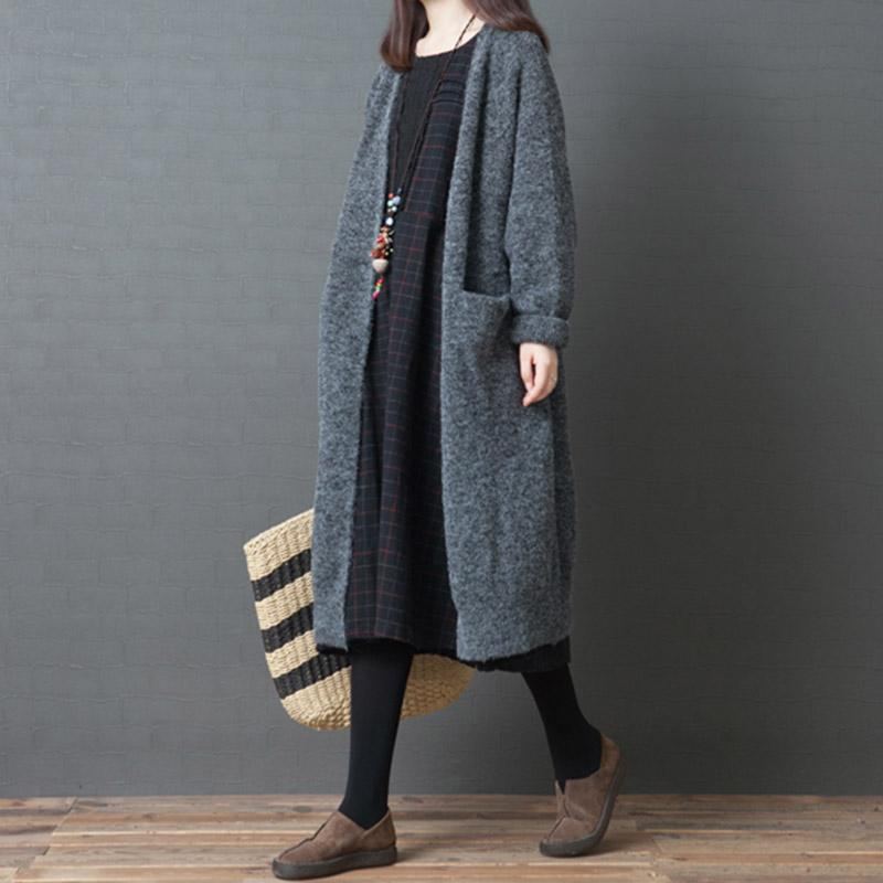 Över Knäet Vinter Loose Knit Sweater Cardigan