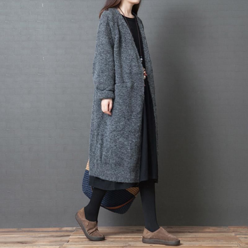 Över Knäet Vinter Loose Knit Sweater Cardigan