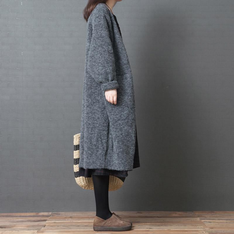 Över Knäet Vinter Loose Knit Sweater Cardigan