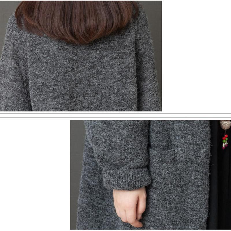 Över Knäet Vinter Loose Knit Sweater Cardigan