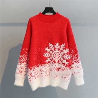 Pullover Snowflake Christmas Stickad Tröja