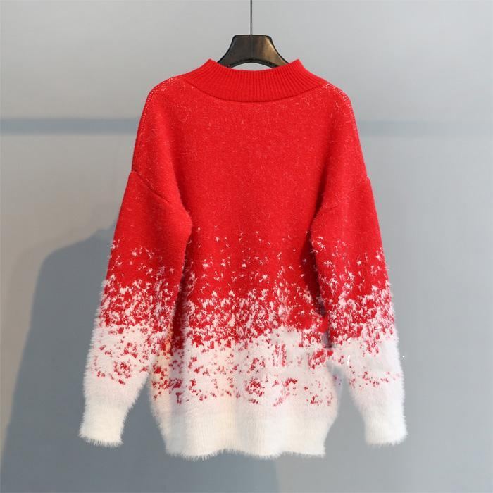 Pullover Snowflake Christmas Stickad Tröja