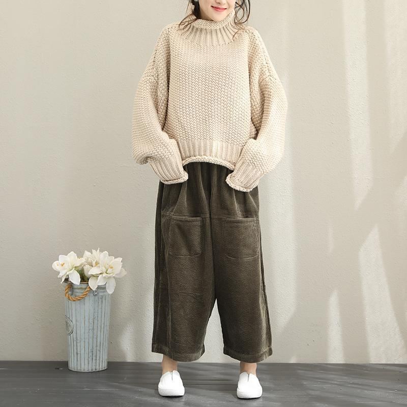 Vinterfladdermöss Loose Oversize Turtleneck-tröja