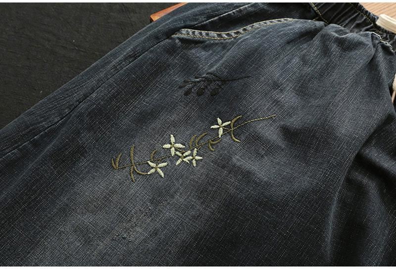 Denim Broderi Retro Kjol