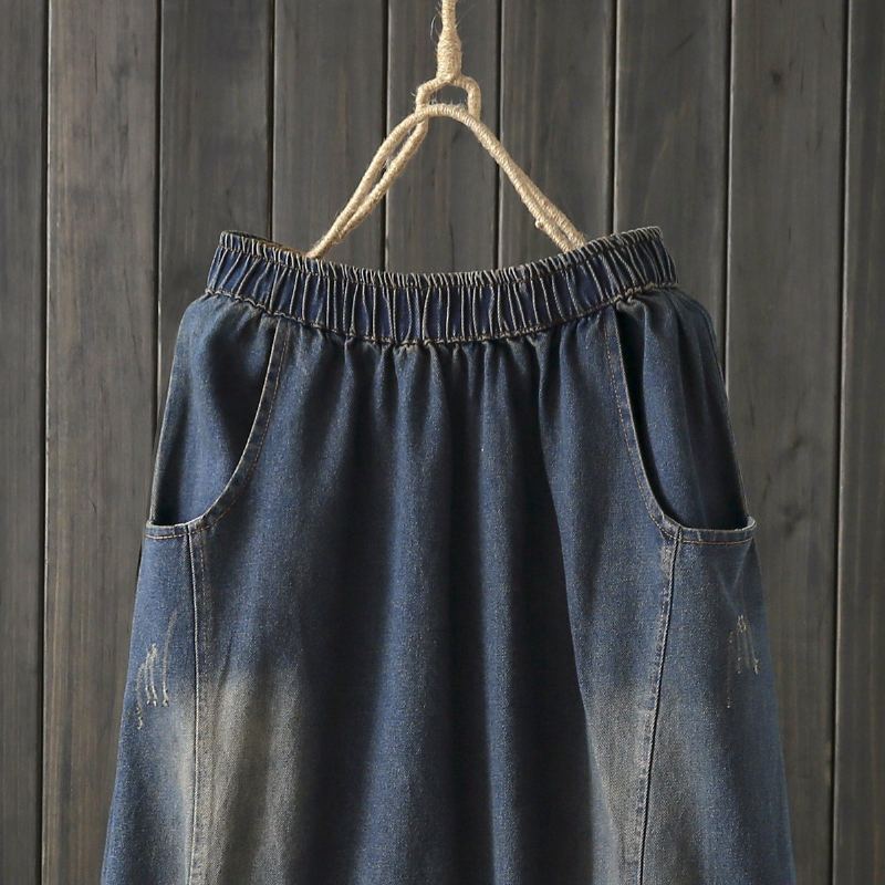 Höstsömmar Vintage Denim Damkjol Blå