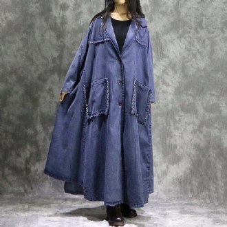 Casual Lös Denim Stor Storlek Ragged Windbreak Coat