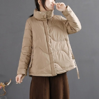 Dam Retro Vinter Elegant Stand Collar Down Coat