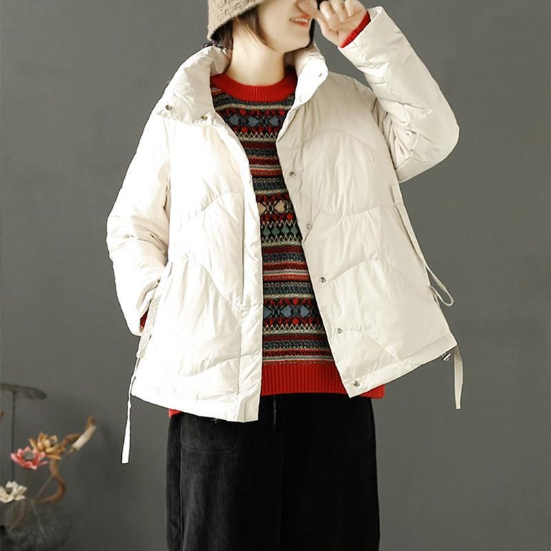 Dam Retro Vinter Elegant Stand Collar Down Coat