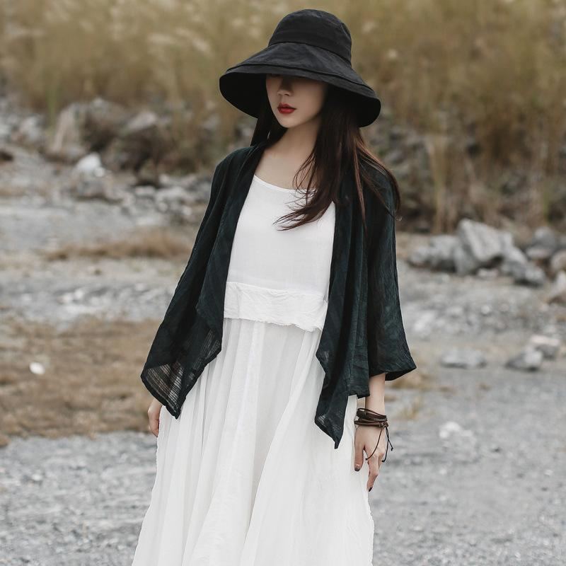 Dams Summer Retro Solid Cardigan Shawl Coat