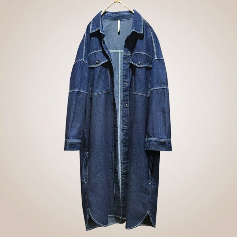 Denim Solid Singal Breated Lös Damrock