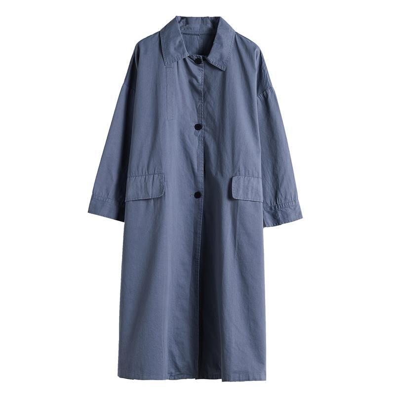 Enkel Lös Windbreaker Coat-blue