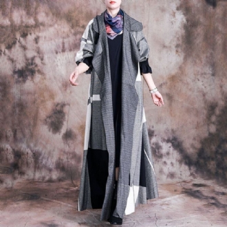 Höst Casual Rutig Dam Ull Maxi Coat