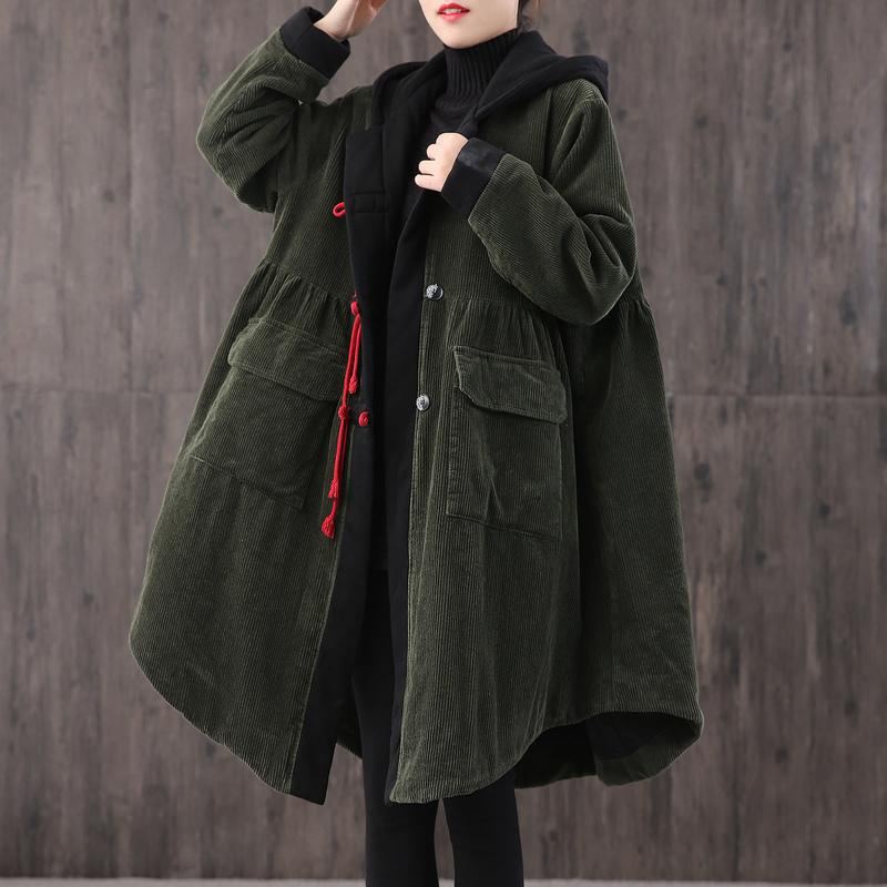 Höst Vinter Retro Plus Size Corduroy Hoodie Coat