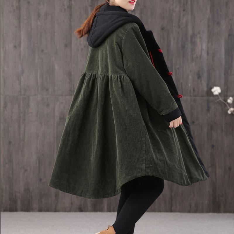 Höst Vinter Retro Plus Size Corduroy Hoodie Coat