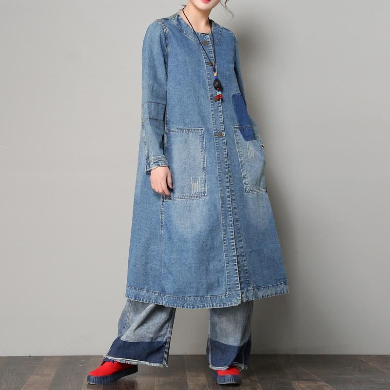 Lös Casual Denim Coat För Dam