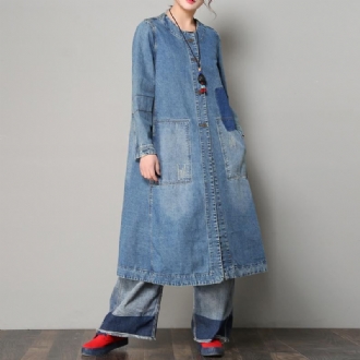 Lös Casual Denim Coat För Dam