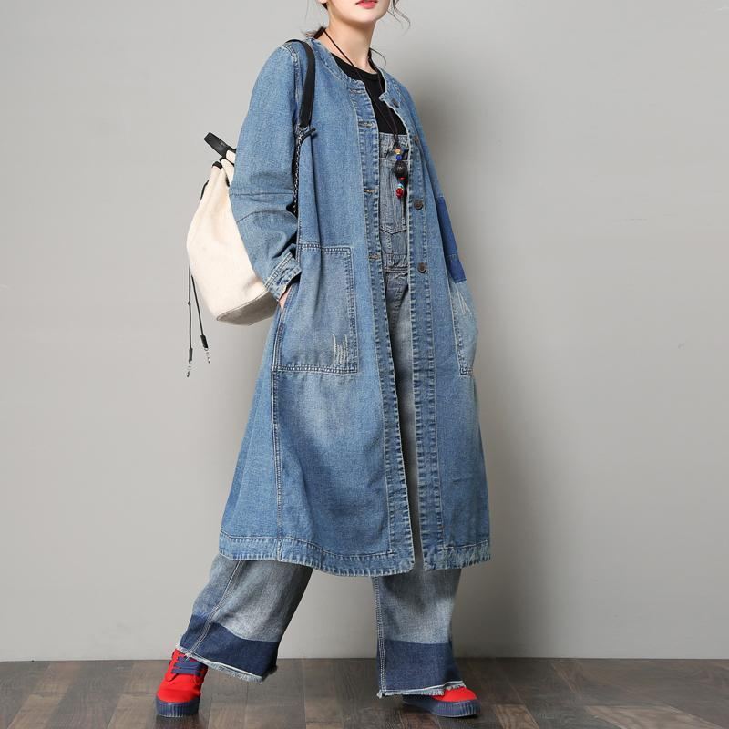 Lös Casual Denim Coat För Dam