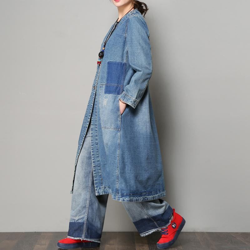 Lös Casual Denim Coat För Dam