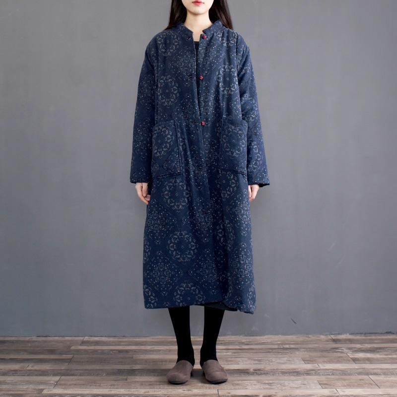 National Style Retro Print Tjock Cotton Coat