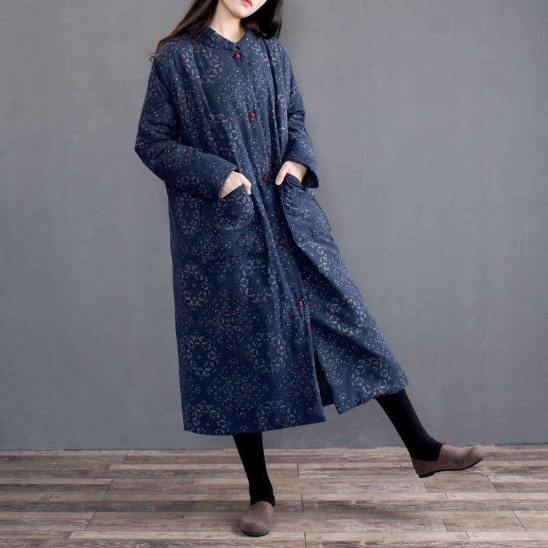 National Style Retro Print Tjock Cotton Coat